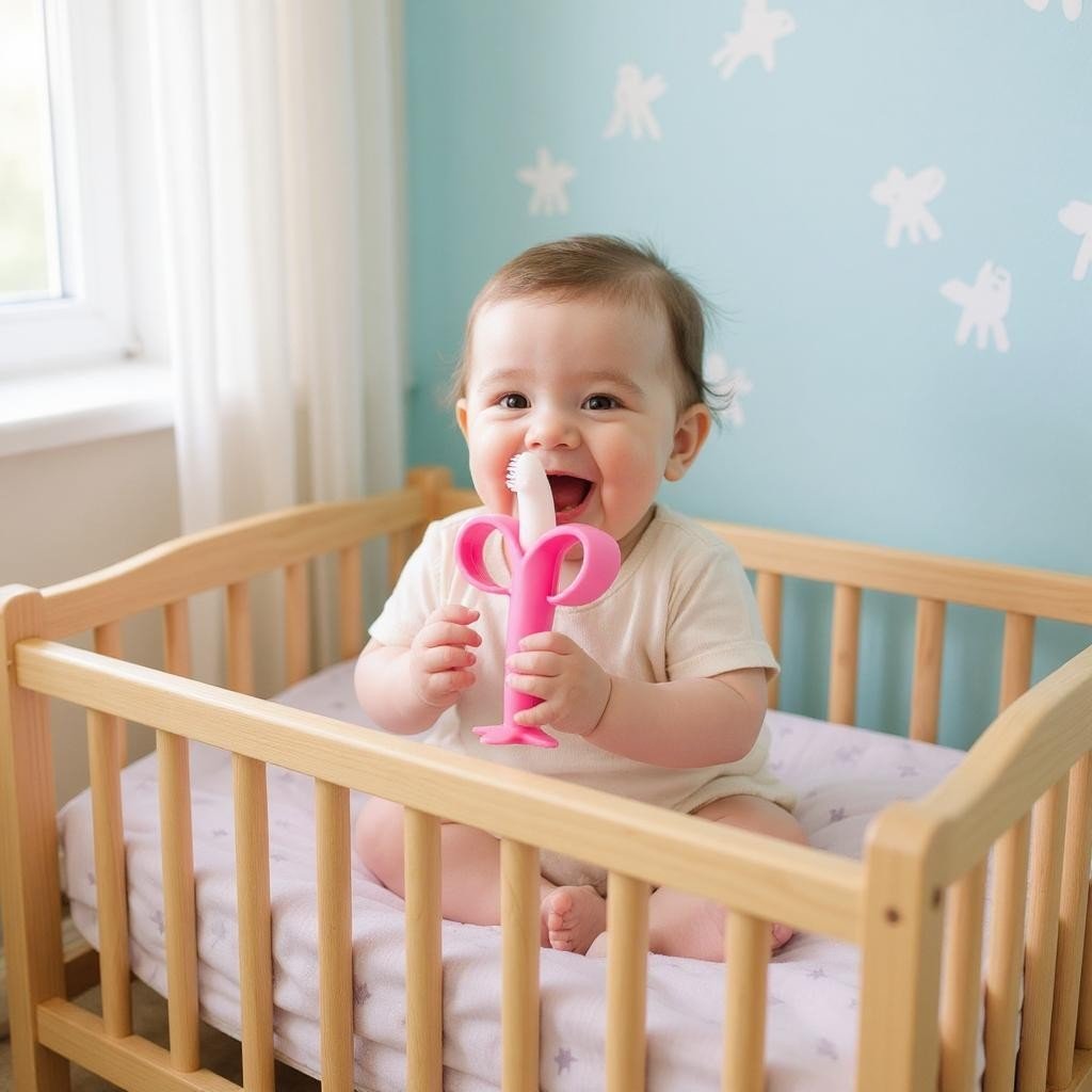 Anneau de Dentition - BananaChewBrush™ - Rose - Bbcadeaux