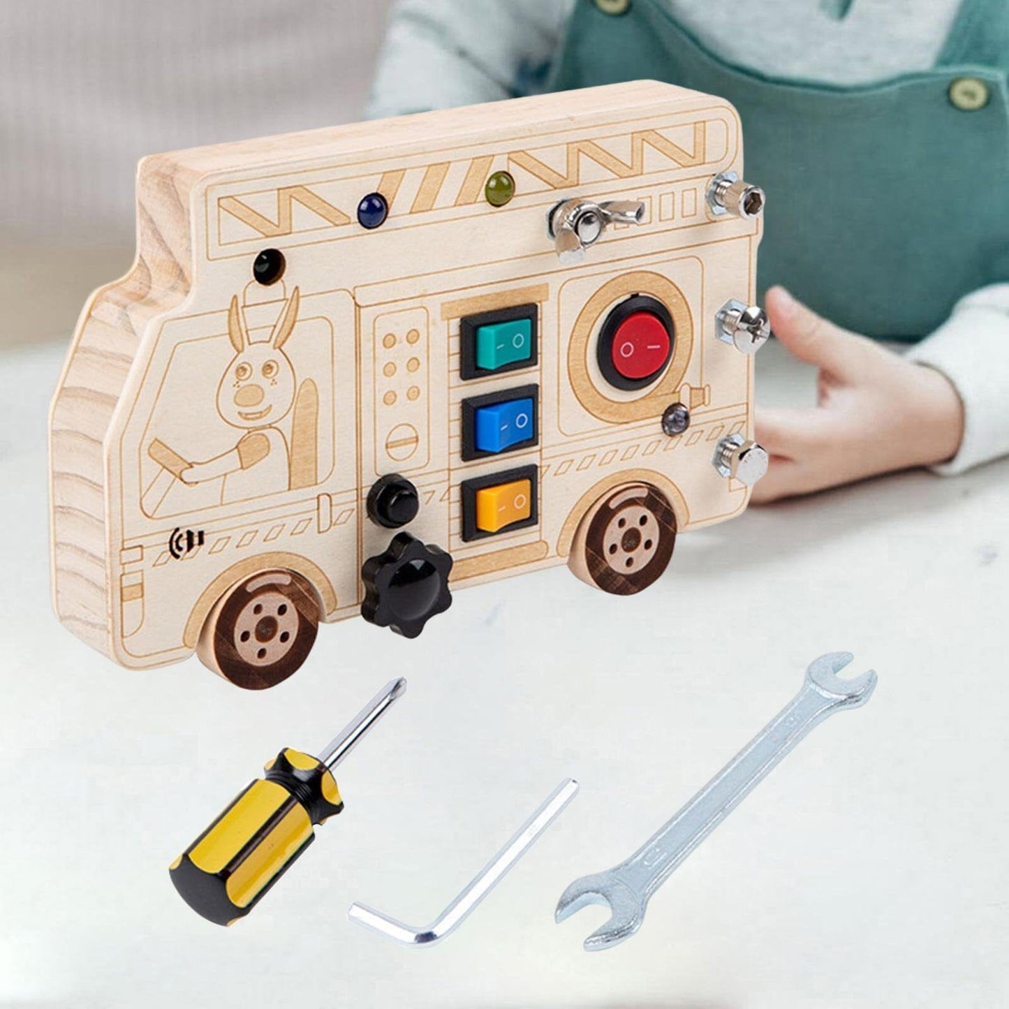 Tableau Montessori - BusyBoardCircuit™ - Camion de pompier - Bbcadeaux