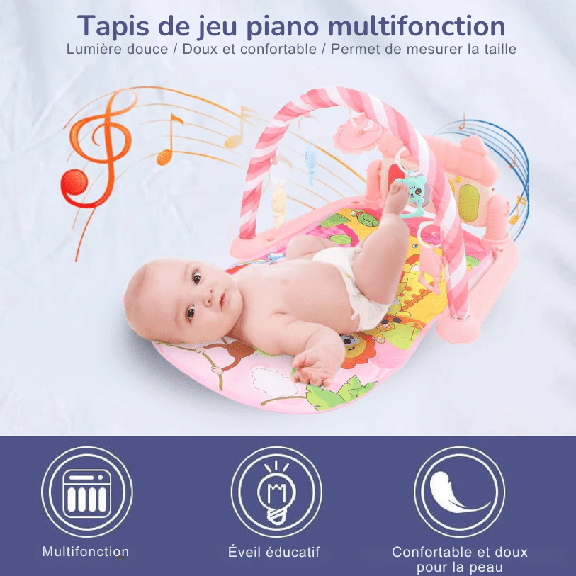 Tapis d’Éveil - KiddoMat™ - Paradis Animalier Rose - Bbcadeaux