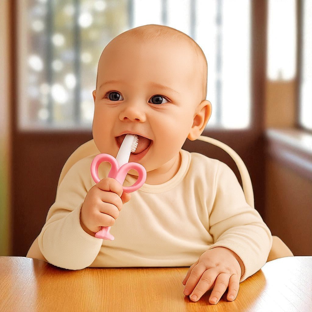 Anneau de Dentition - BananaChewBrush™ - Rose - Bbcadeaux