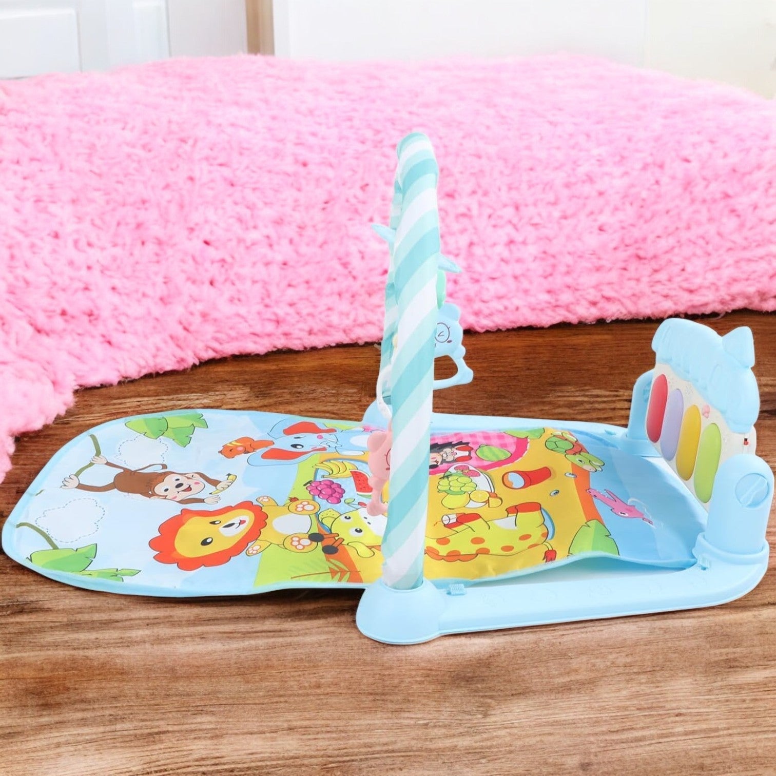 Tapis d’Éveil - KiddoMat™ - Paradis Animalier Bleu - Bbcadeaux