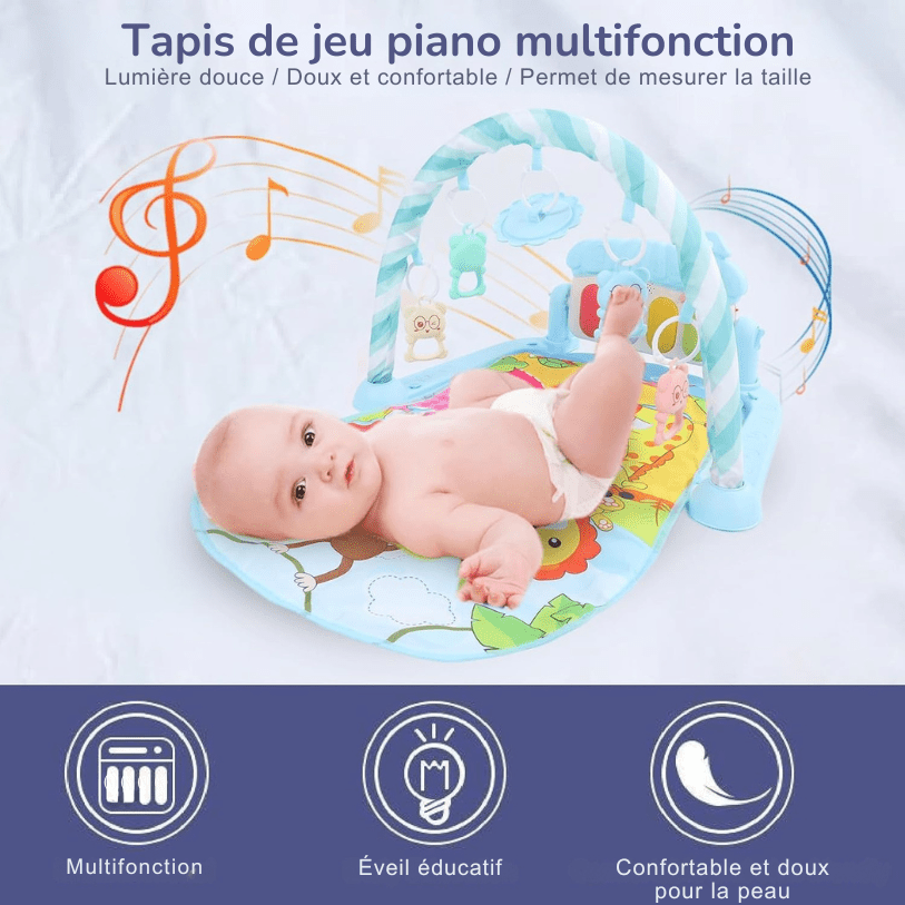 Tapis d’Éveil - KiddoMat™ - Paradis Animalier Bleu - Bbcadeaux