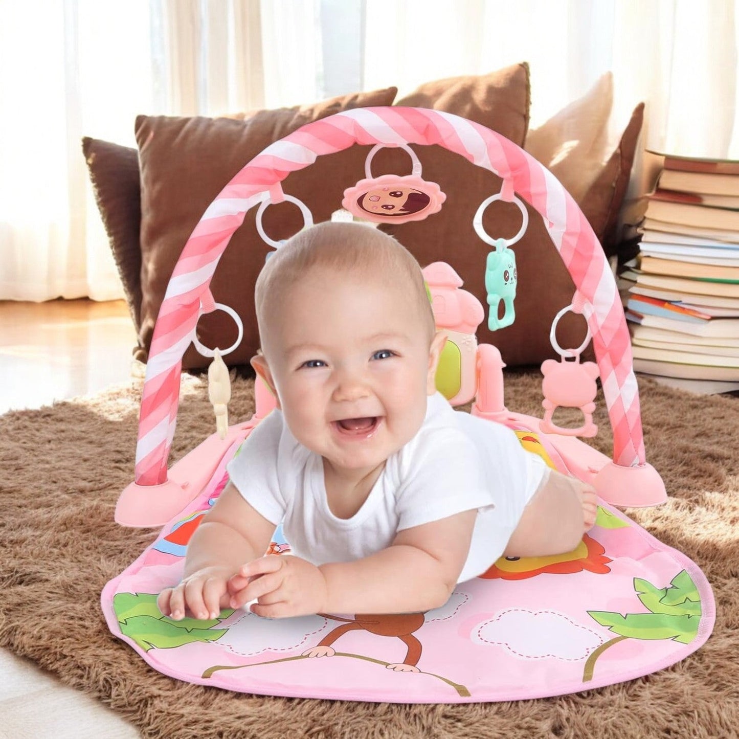 Tapis d’Éveil - KiddoMat™ - Paradis Animalier Rose - Bbcadeaux